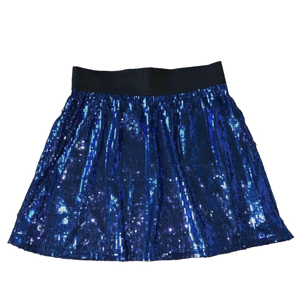 Blue Sequin Skirt Girls 14 XL Party Dance Hoco Sparkle Shimmer A Line Short Mini